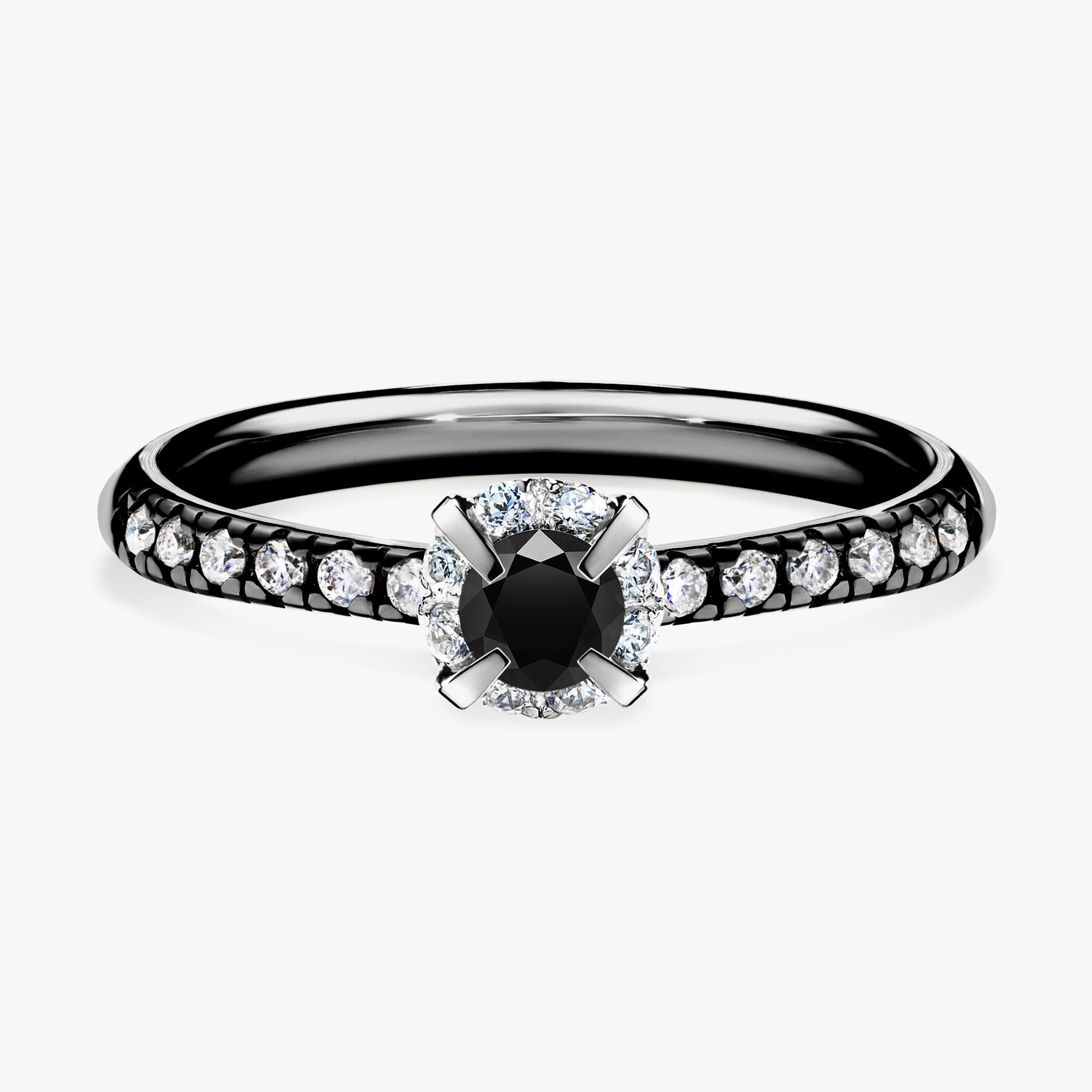 Pierscionek zareczynowy z diamentem czarnym 0 26 CT z czarnego zlota my princess 01 (1)